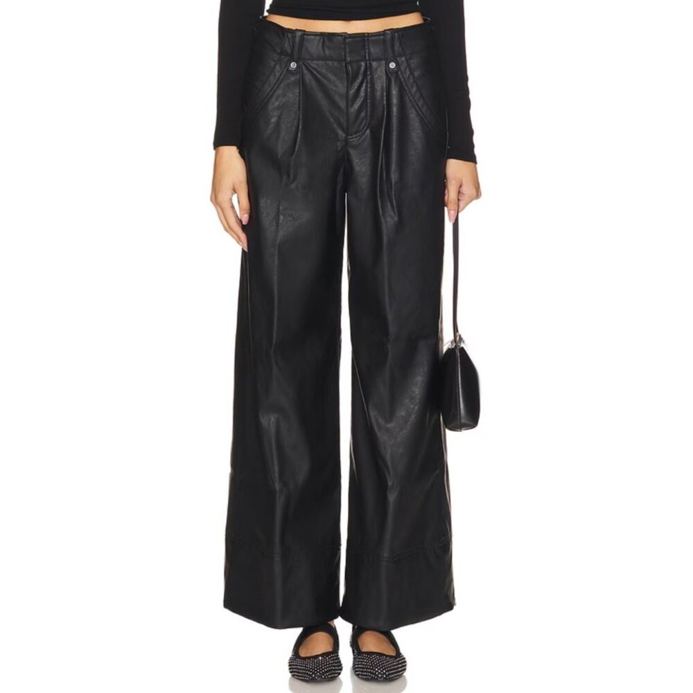 Free People X Revolve Black Faux Leather Trouser Size 4
